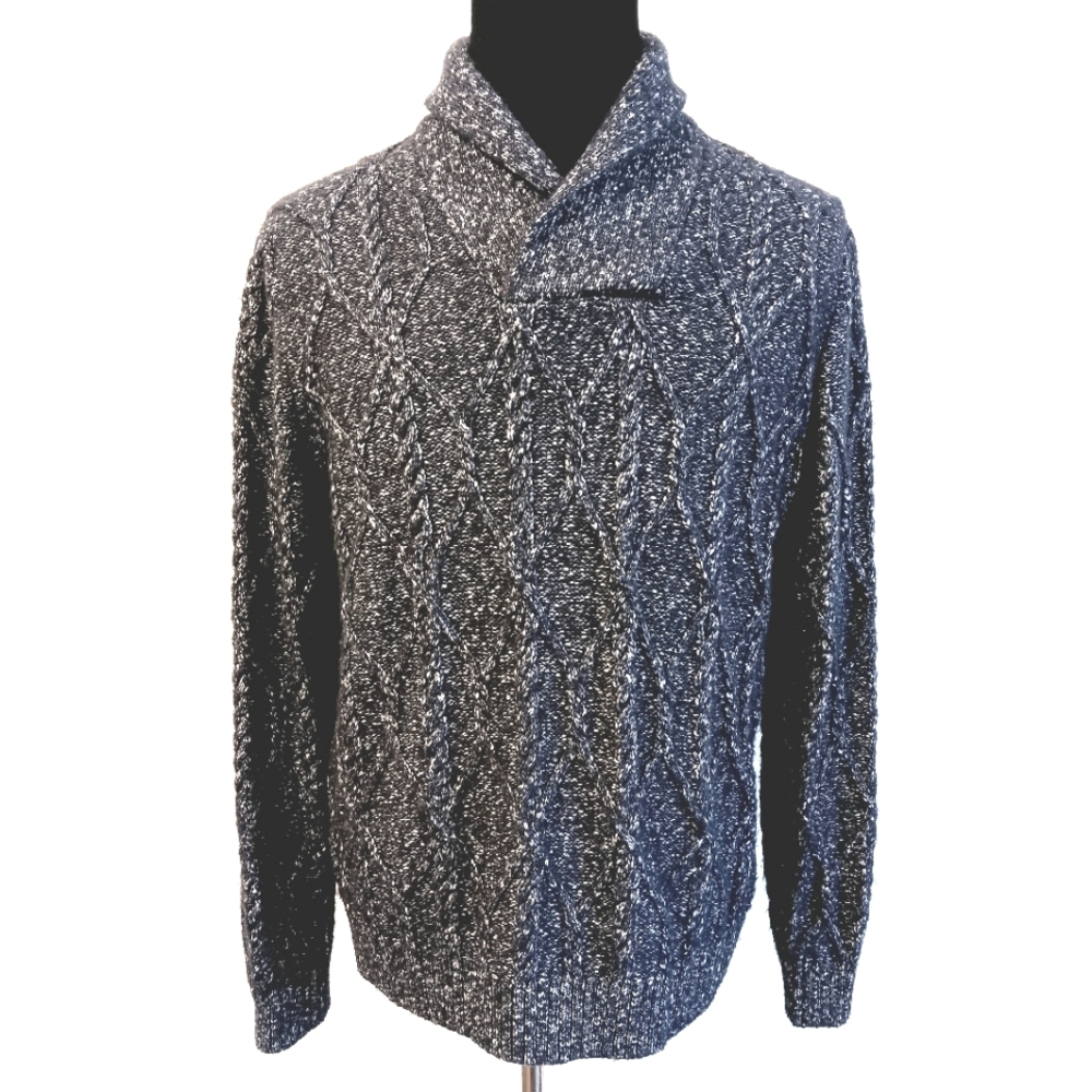 Banana Republic cable knit, cotton blend, preppy, navy, cowl neck sweater. Large